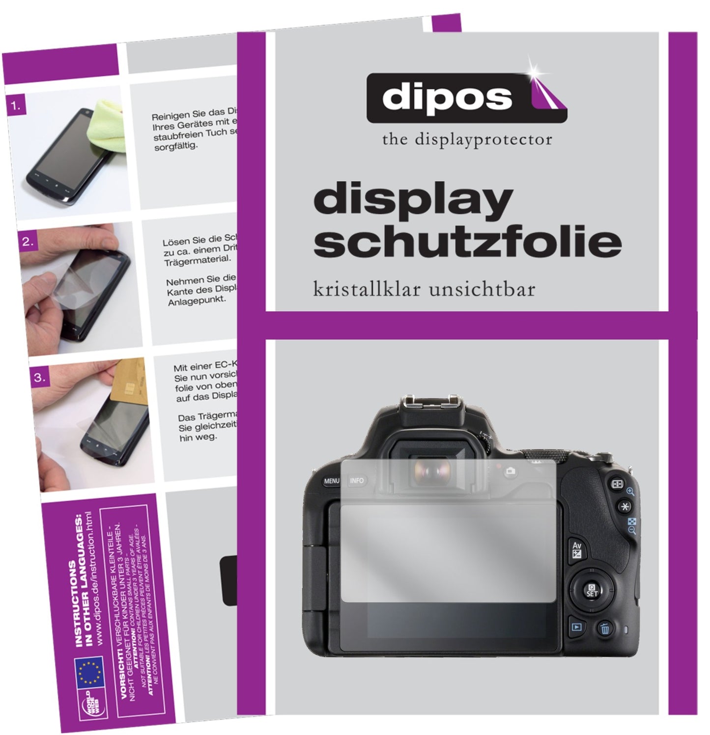 6x Schutzfolie klar für Canon EOS 200D Display-Schutzfolie