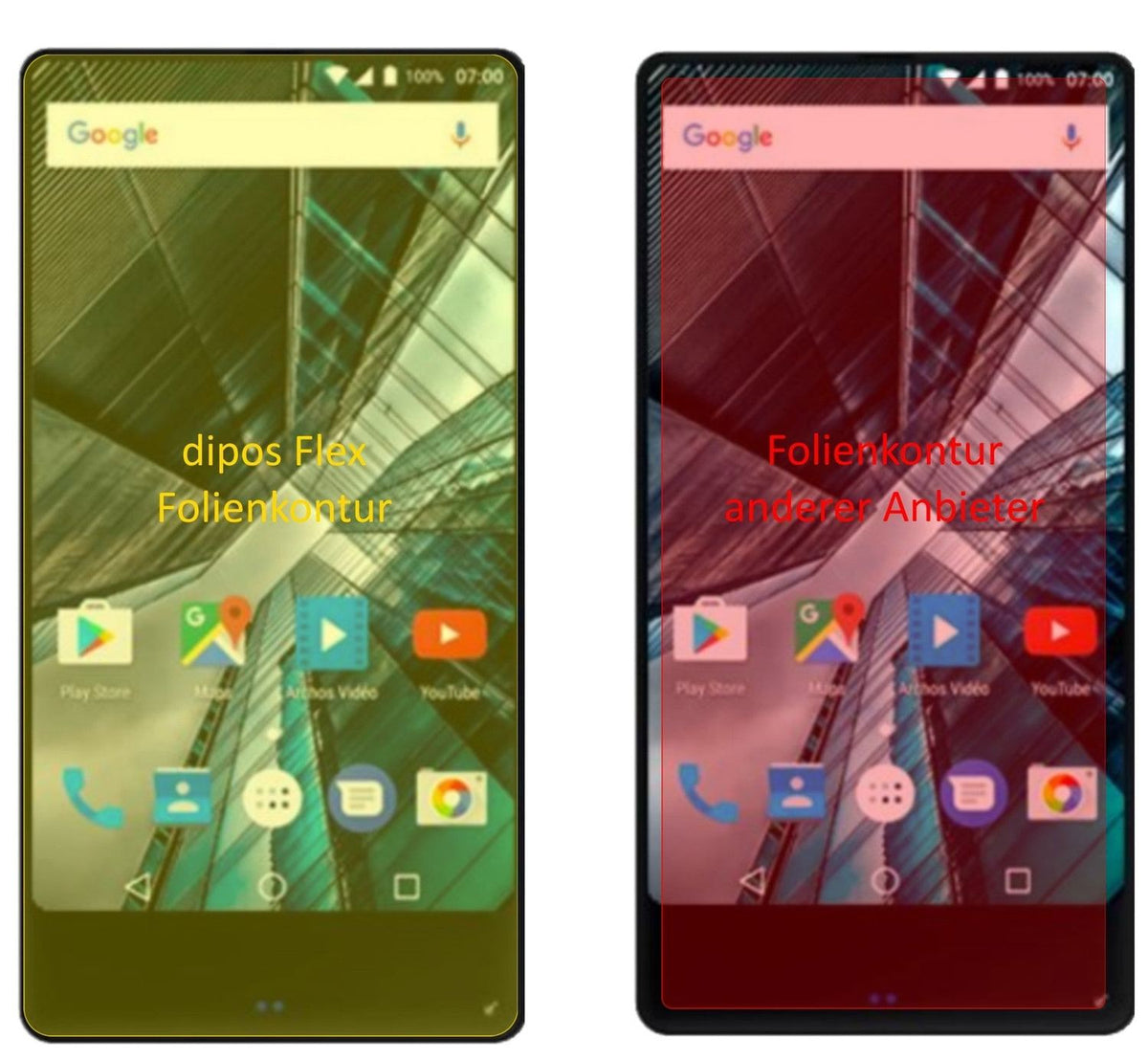 3x 3D Full Cover Schutzfolie für Archos Sense 55 S