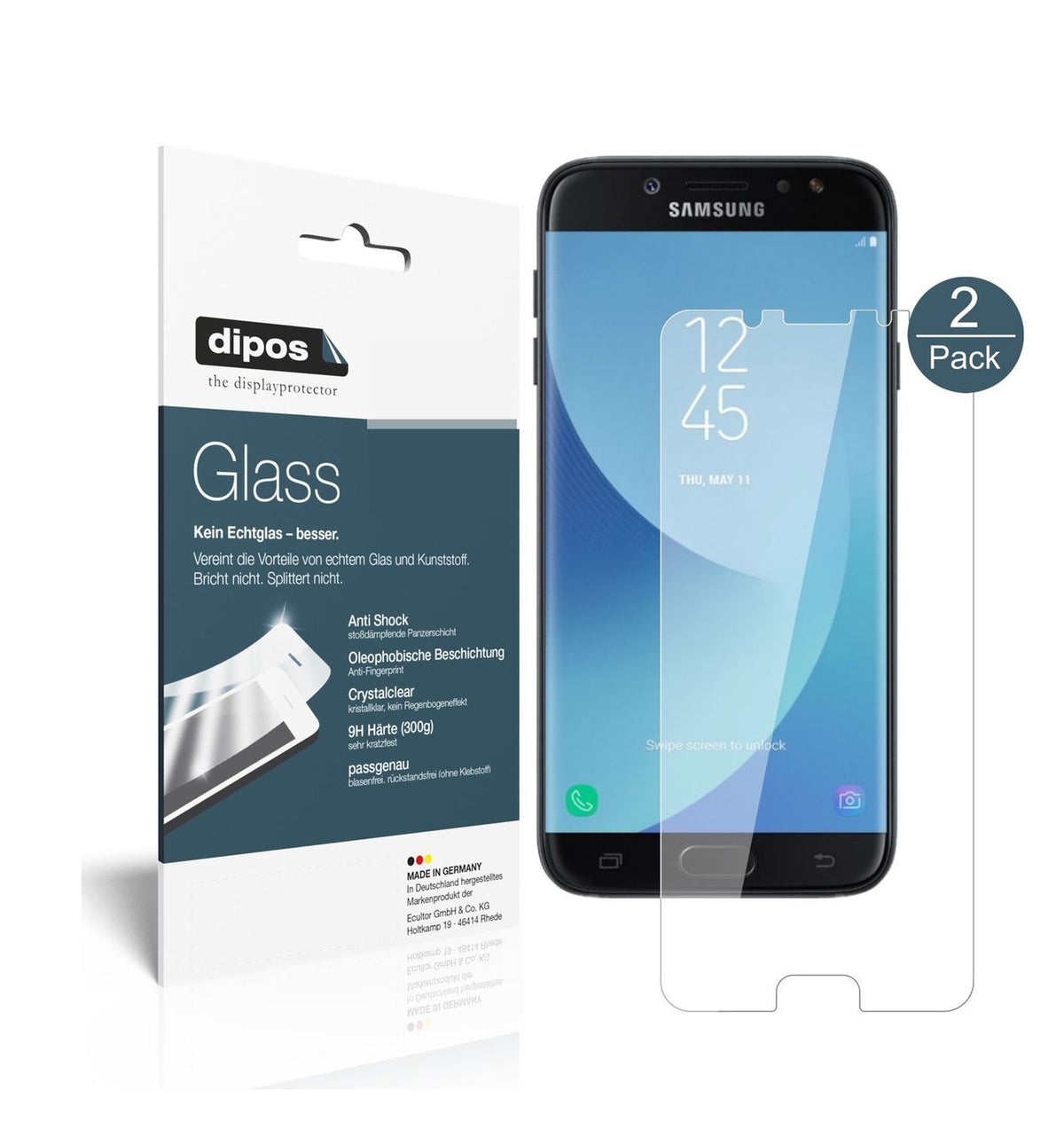 2x 9H Schutzfolie für Samsung Galaxy J7 Pro Panzerfolie