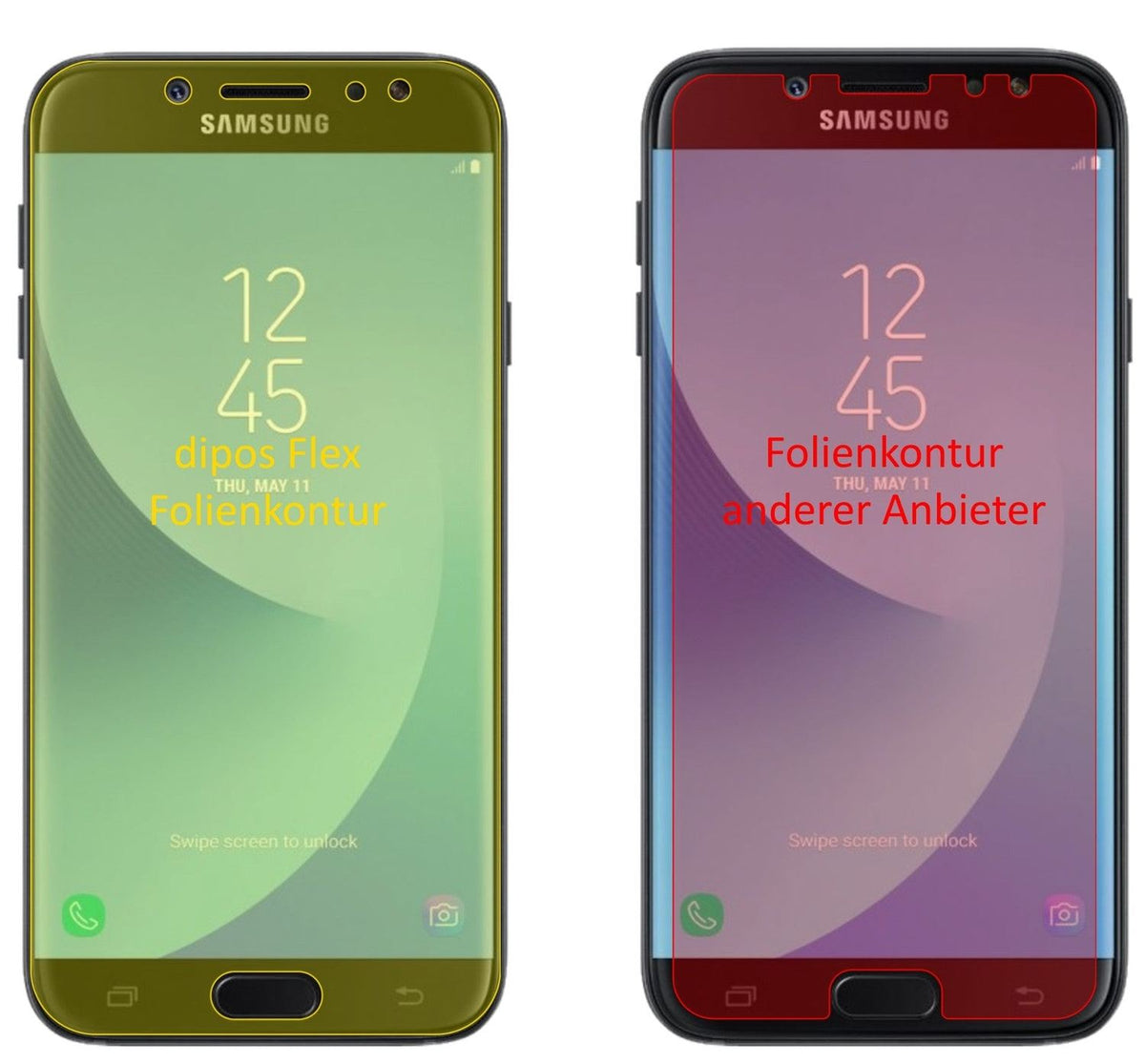 3x 3D Full Cover Schutzfolie für Samsung Galaxy J7 Pro