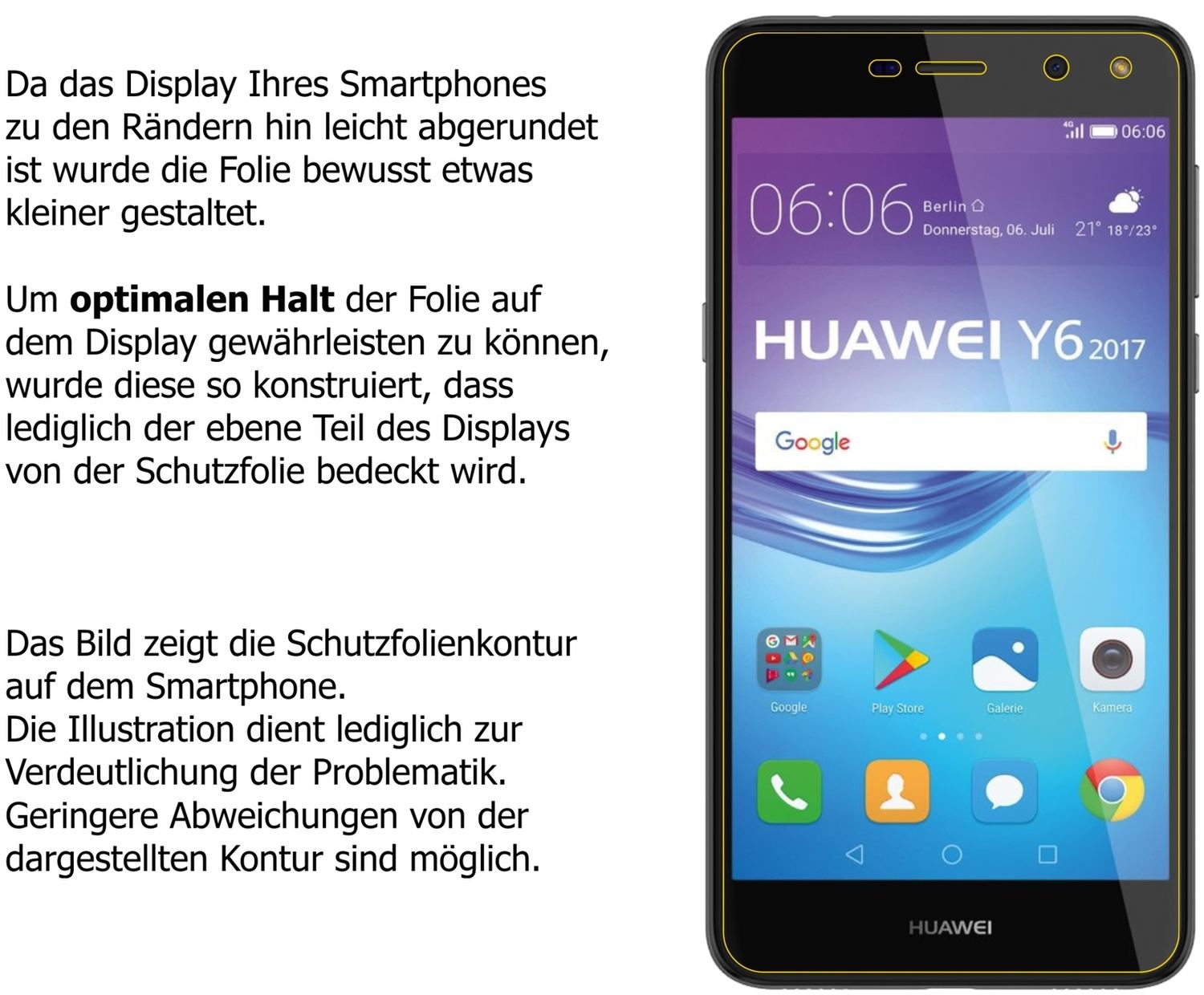Dünne und klare Folie passend zugeschnitten für Huawei Y6 (2017)