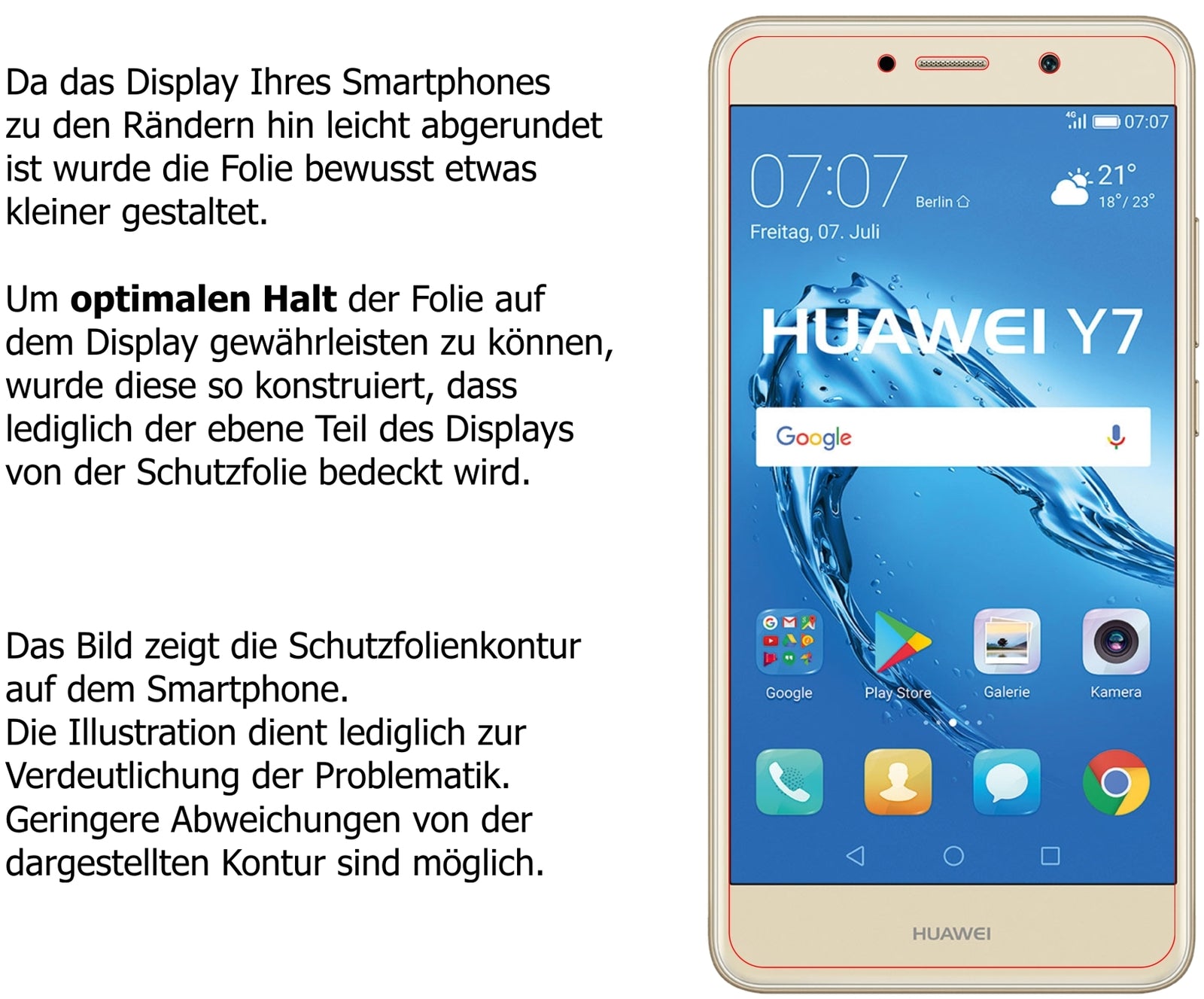 Dünne und klare Folie passend zugeschnitten für Huawei Y7 (2017)