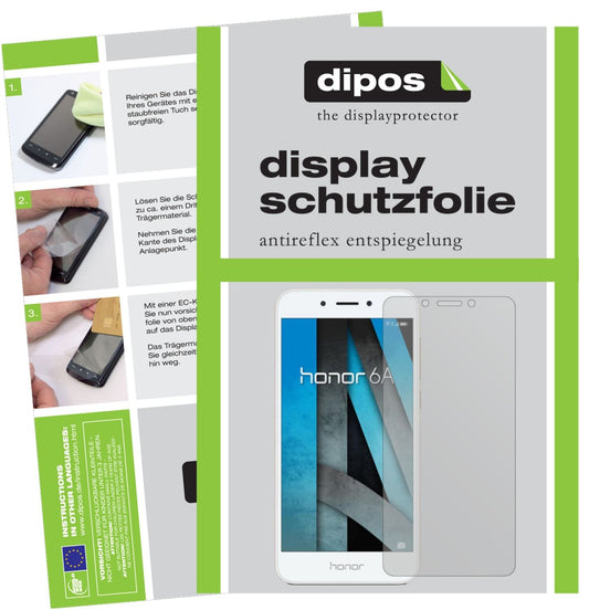 Matte Displayschutzfolie von dipos passend für Huawei Honor 6A, präziser Zuschnitt und blasenfrei montiert