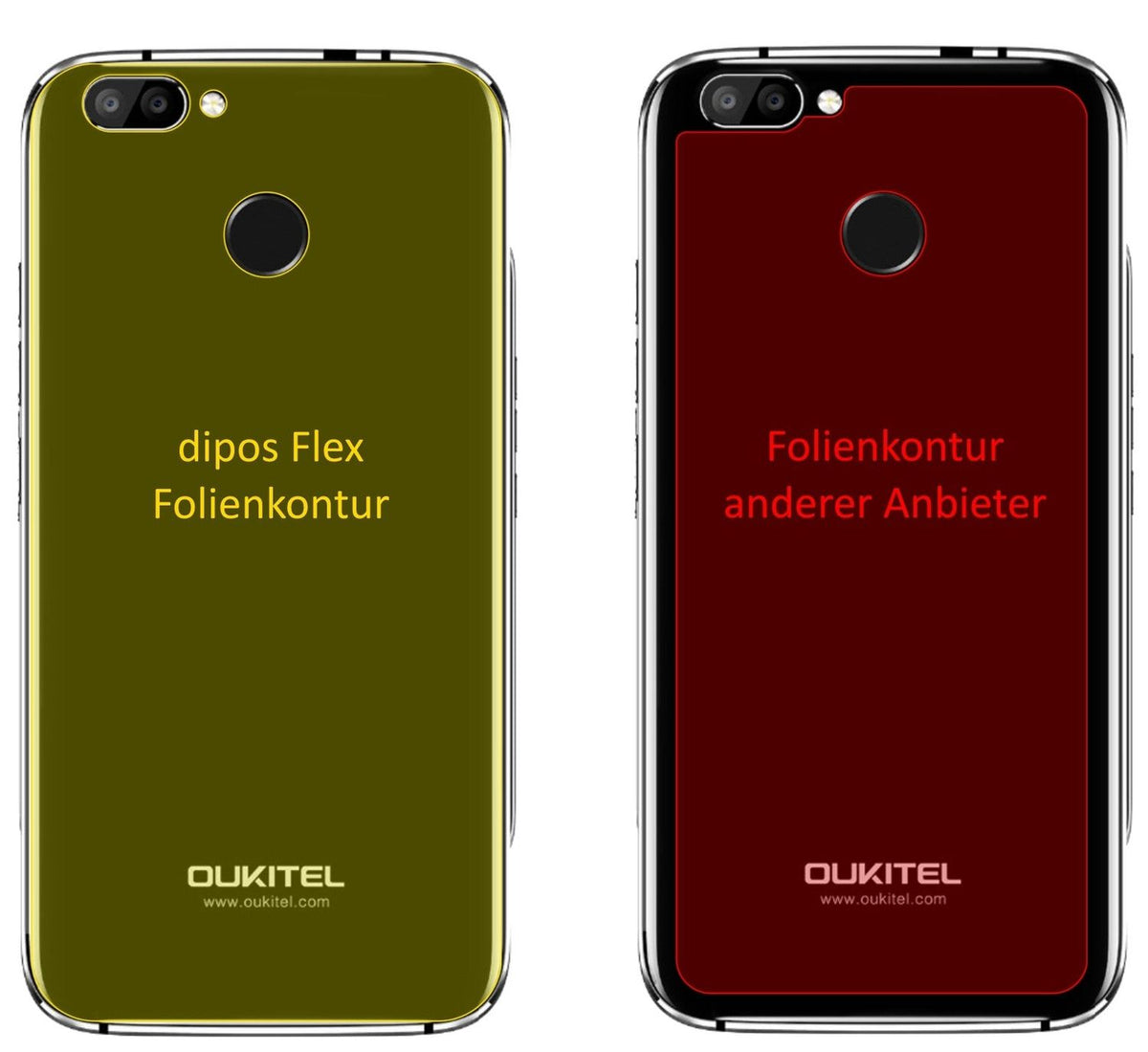 3x 3D Full Cover Schutzfolie für Oukitel U22 Rückseite