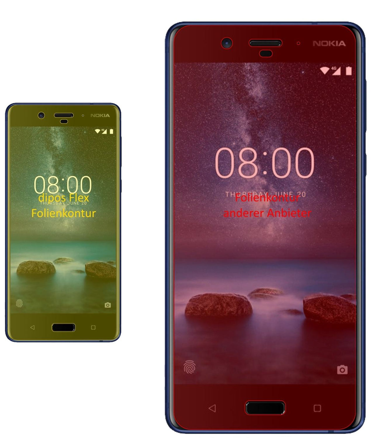 3x 3D Full Cover Schutzfolie für Nokia 8