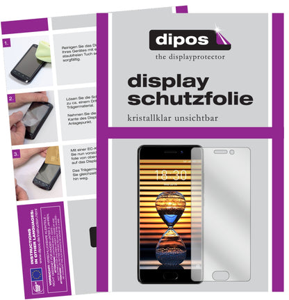 Klare Displayschutzfolie von dipos passend für Meizu Pro 7 Plus, präziser Zuschnitt und blasenfrei montiert