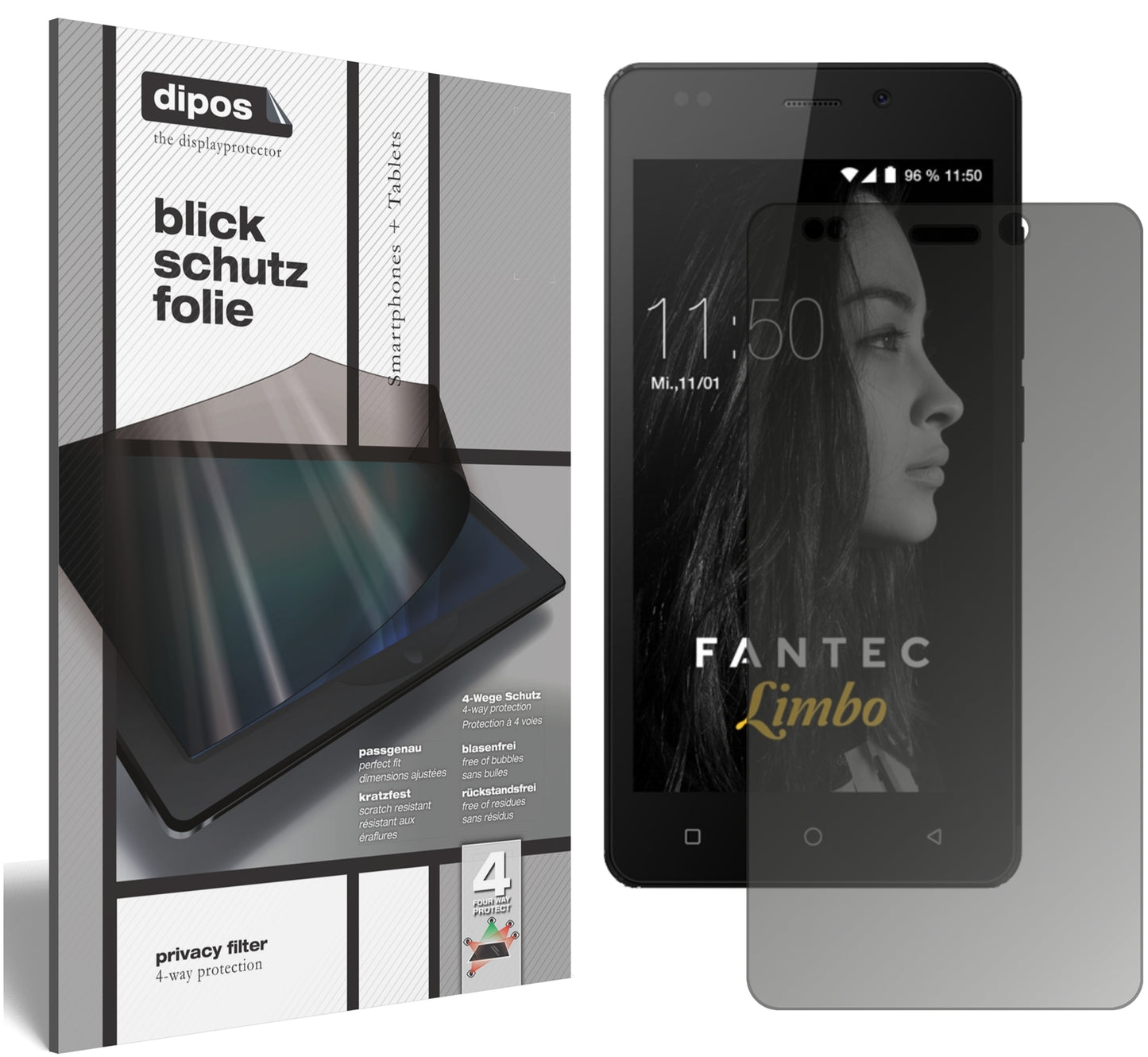 Blickschutzfolie für Fantec Limbo matt Schutzfolie Privacy