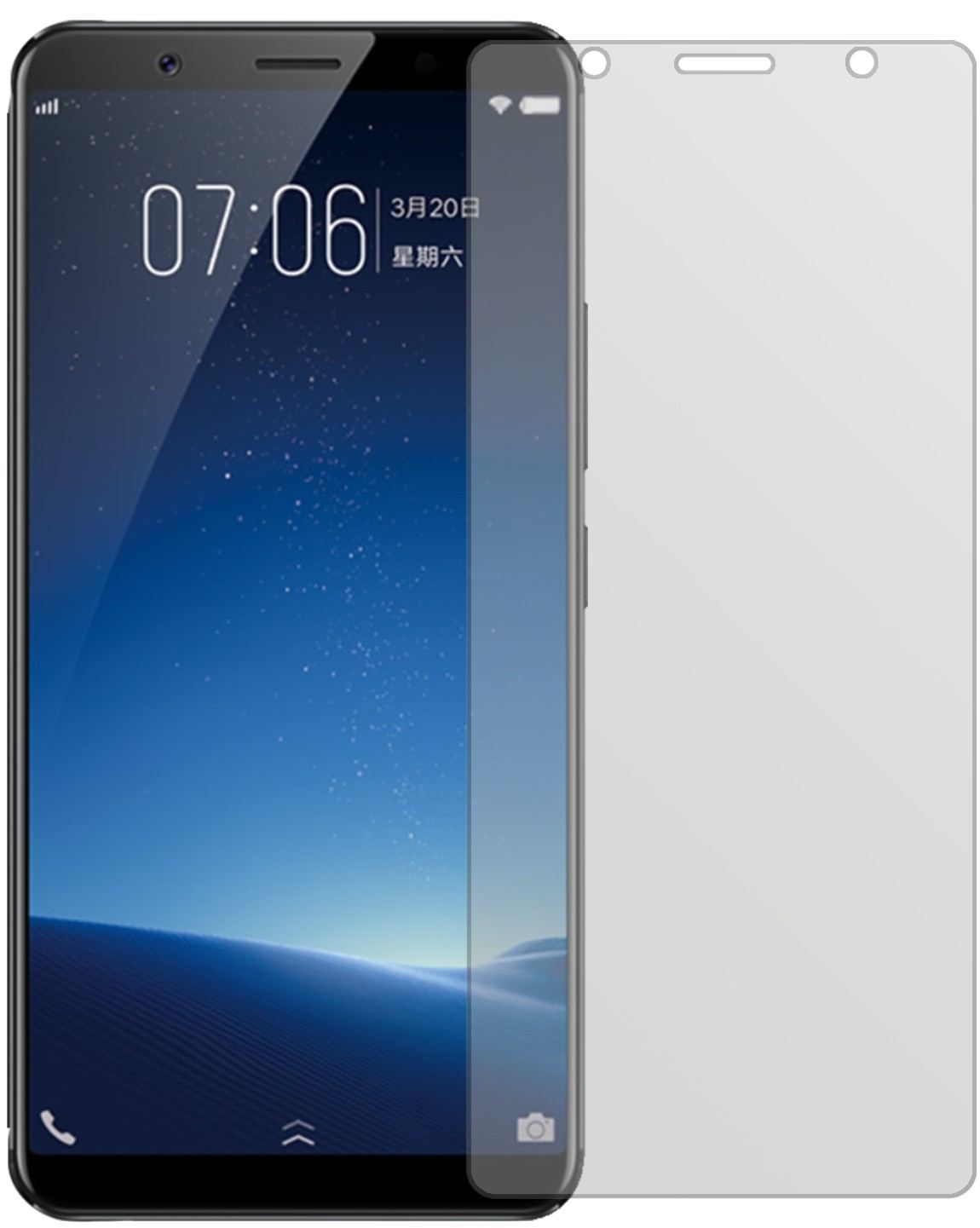 VivoX20 mit aufgebrachter dipos Displayschutzfolie, die lästige Fingerabdrücke minimiert