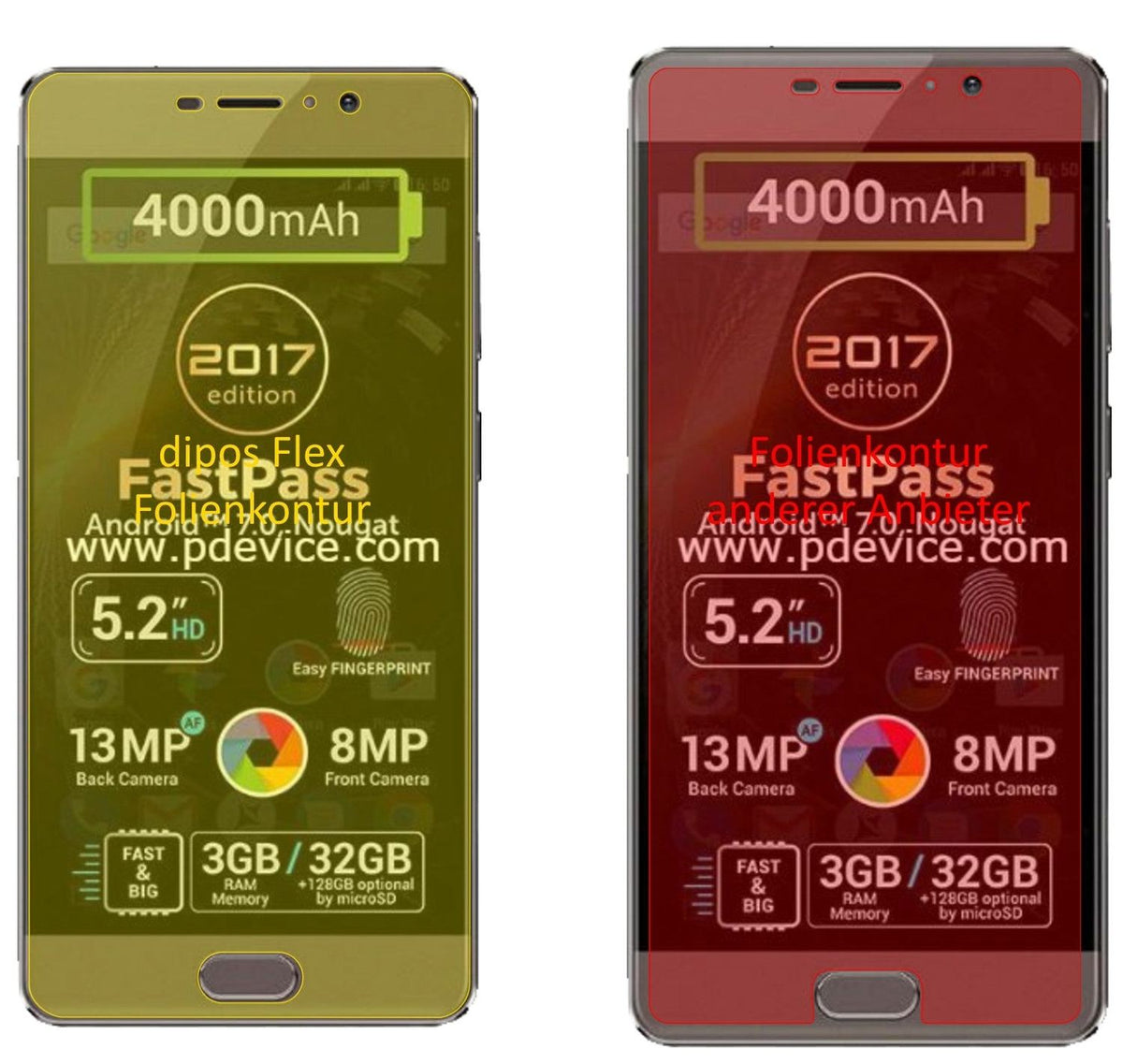 3x 3D Full Cover Schutzfolie für Allview P9 Energy Lite 2017
