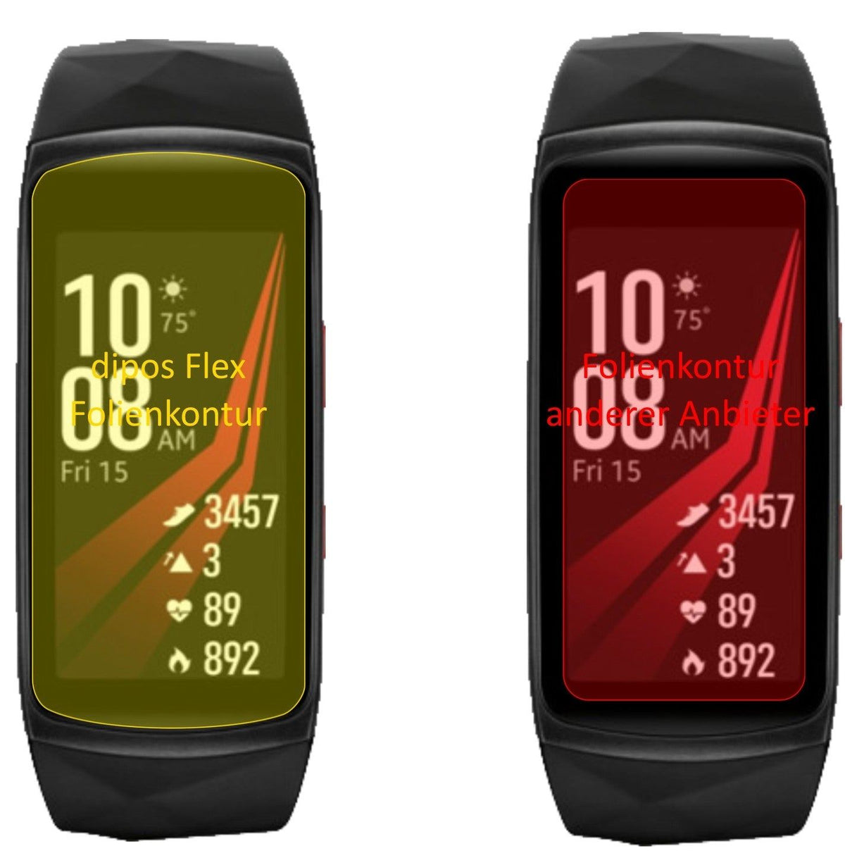 3x 3D Full Cover Schutzfolie für Samsung Gear Fit 2 Pro