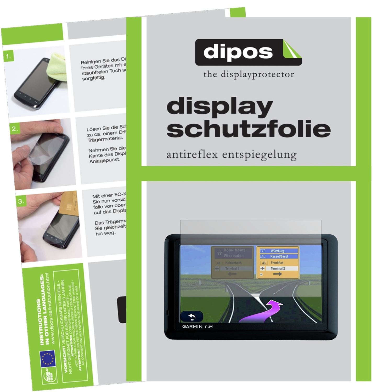 3x Schutzfolie matt für Garmin nüvi 1490Tpro Display-Schutzfolie