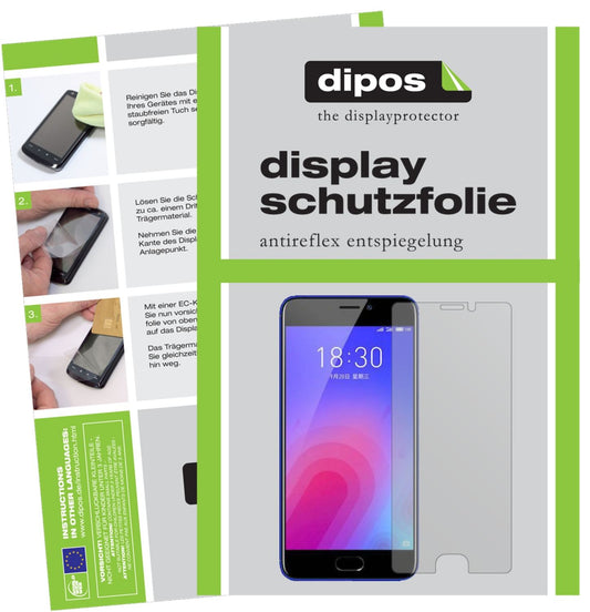 Matte Displayschutzfolie von dipos passend für Meizu M6, präziser Zuschnitt und blasenfrei montiert