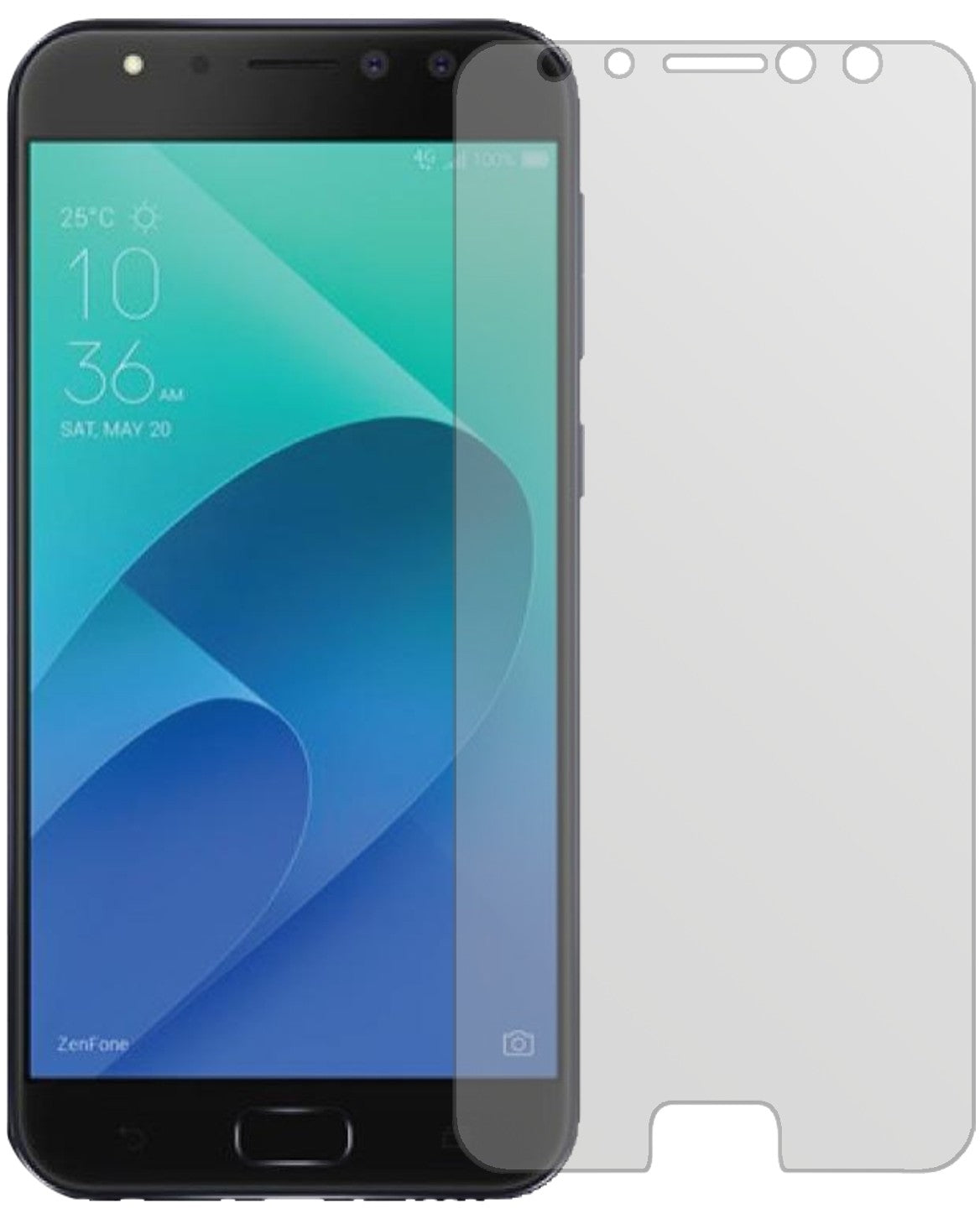 AsusZenfone 4 Selfie Pro ZD552KL mit aufgebrachter dipos Displayschutzfolie, die lästige Fingerabdrücke minimiert
