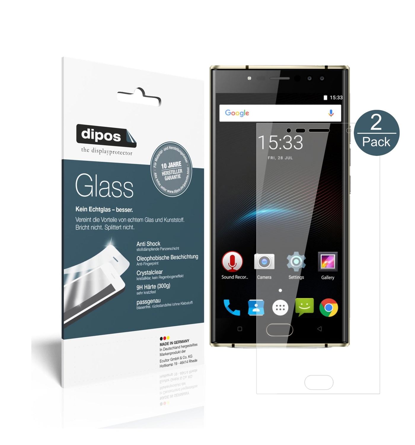 Klare Displayschutzfolie von dipos passend für Oukitel K3, 9H kratzfest und blasenfrei montiert