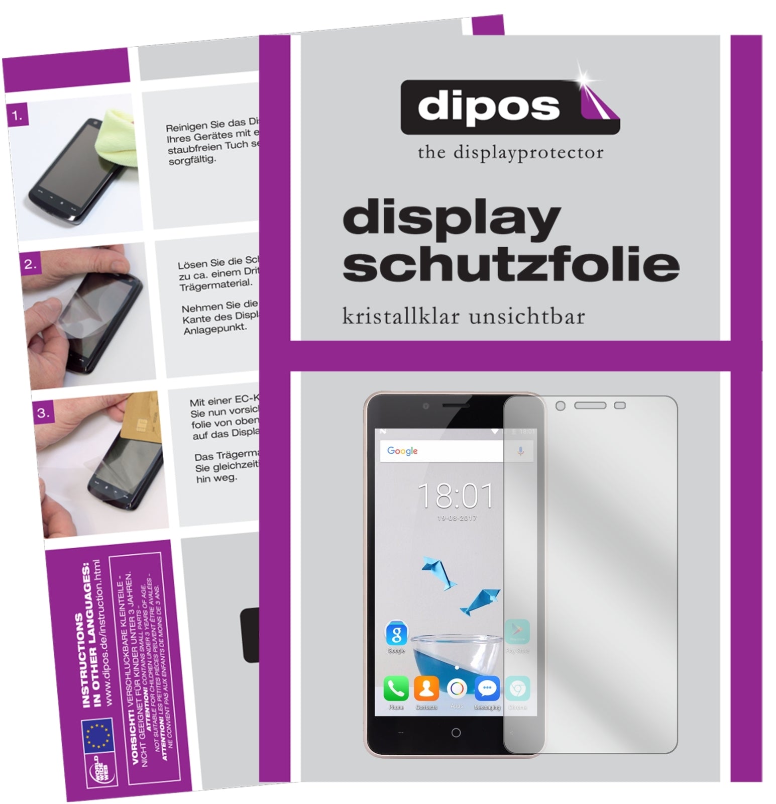 Klare Displayschutzfolie von dipos passend für Leagoo Kiicaa Power, präziser Zuschnitt und blasenfrei montiert