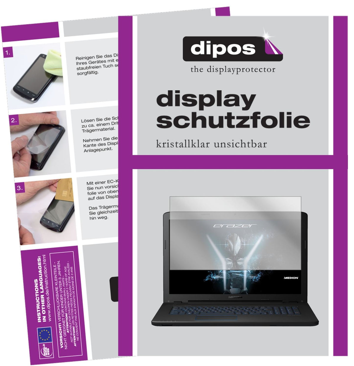 2x Schutzfolie klar für Medion P7652 Display-Schutzfolie