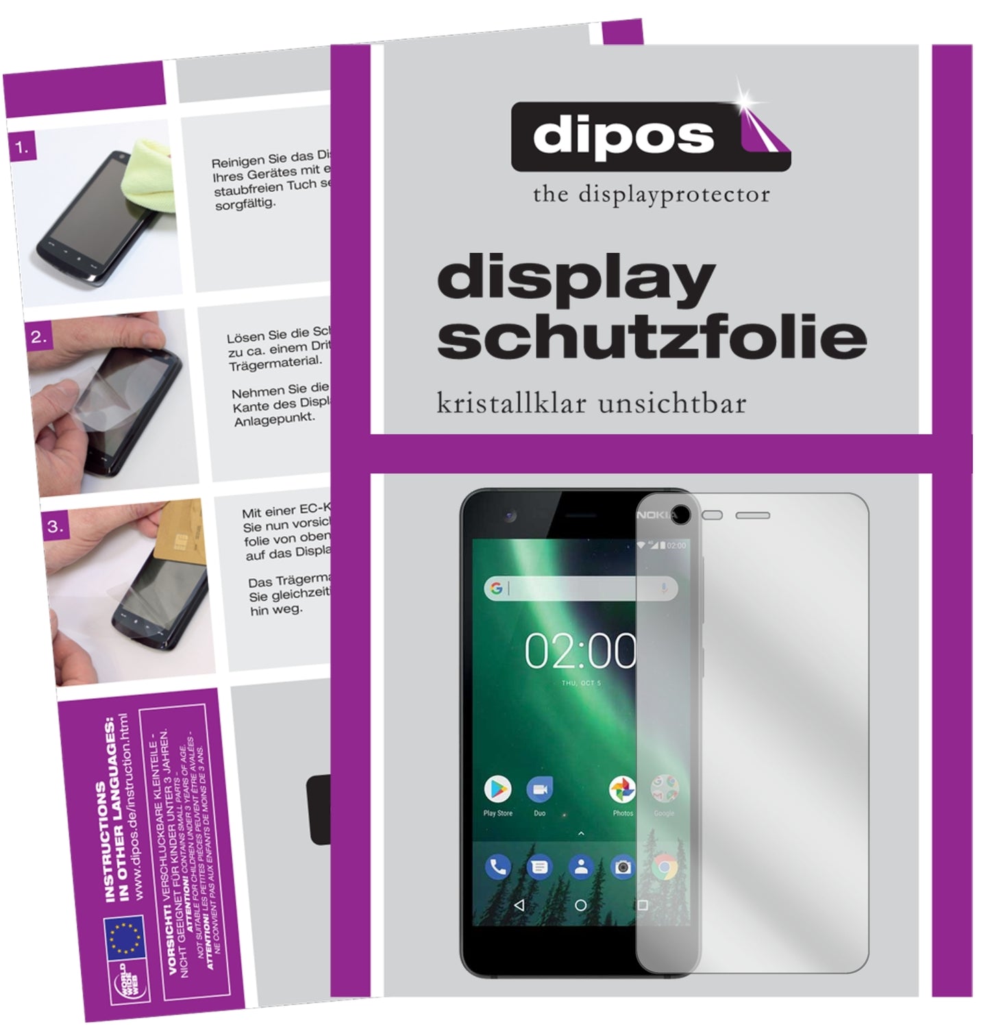 6x Schutzfolie klar für Nokia 2 Display-Schutzfolie