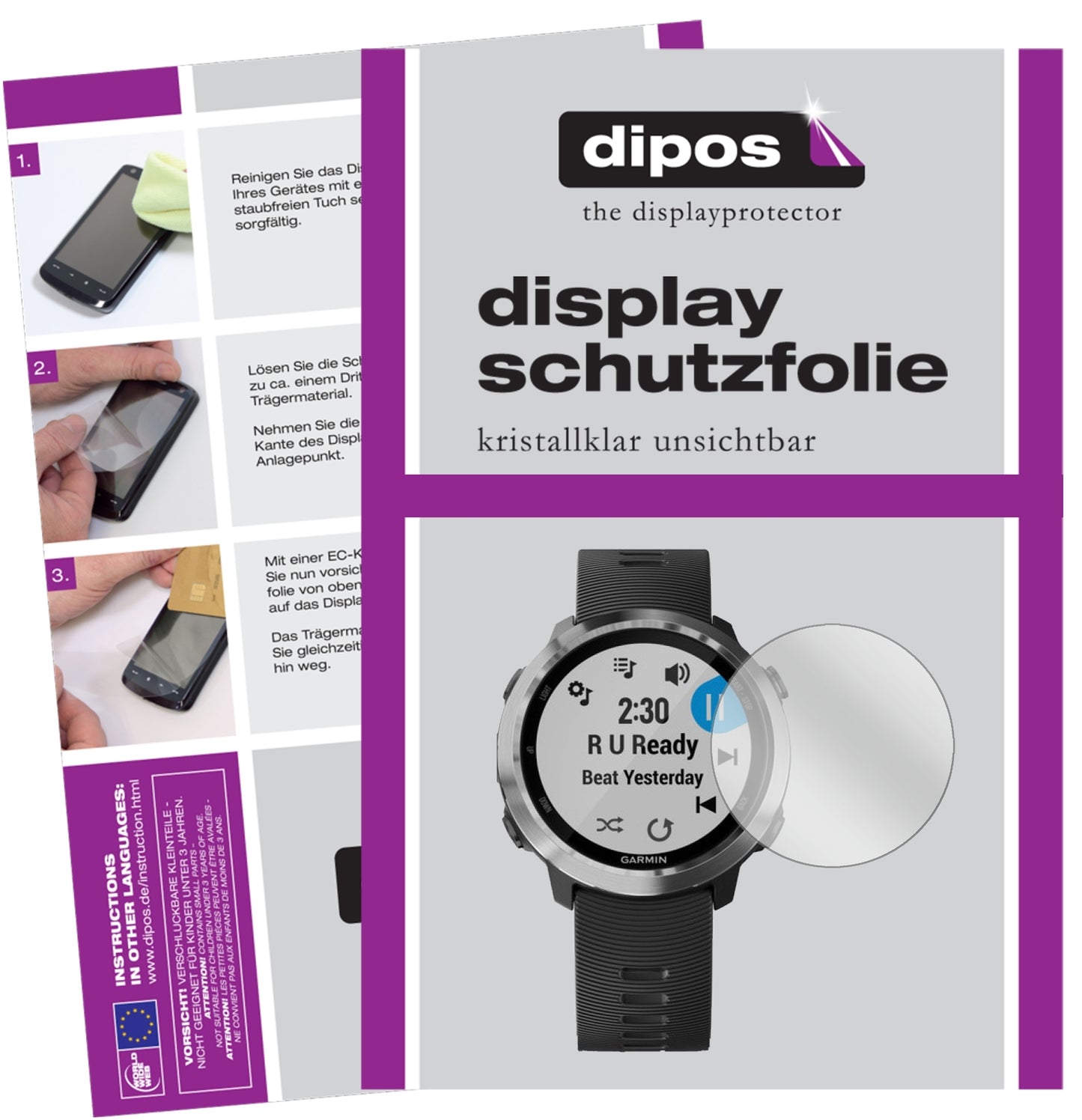 6x Schutzfolie klar für Garmin Forerunner 645 Display-Schutzfolie