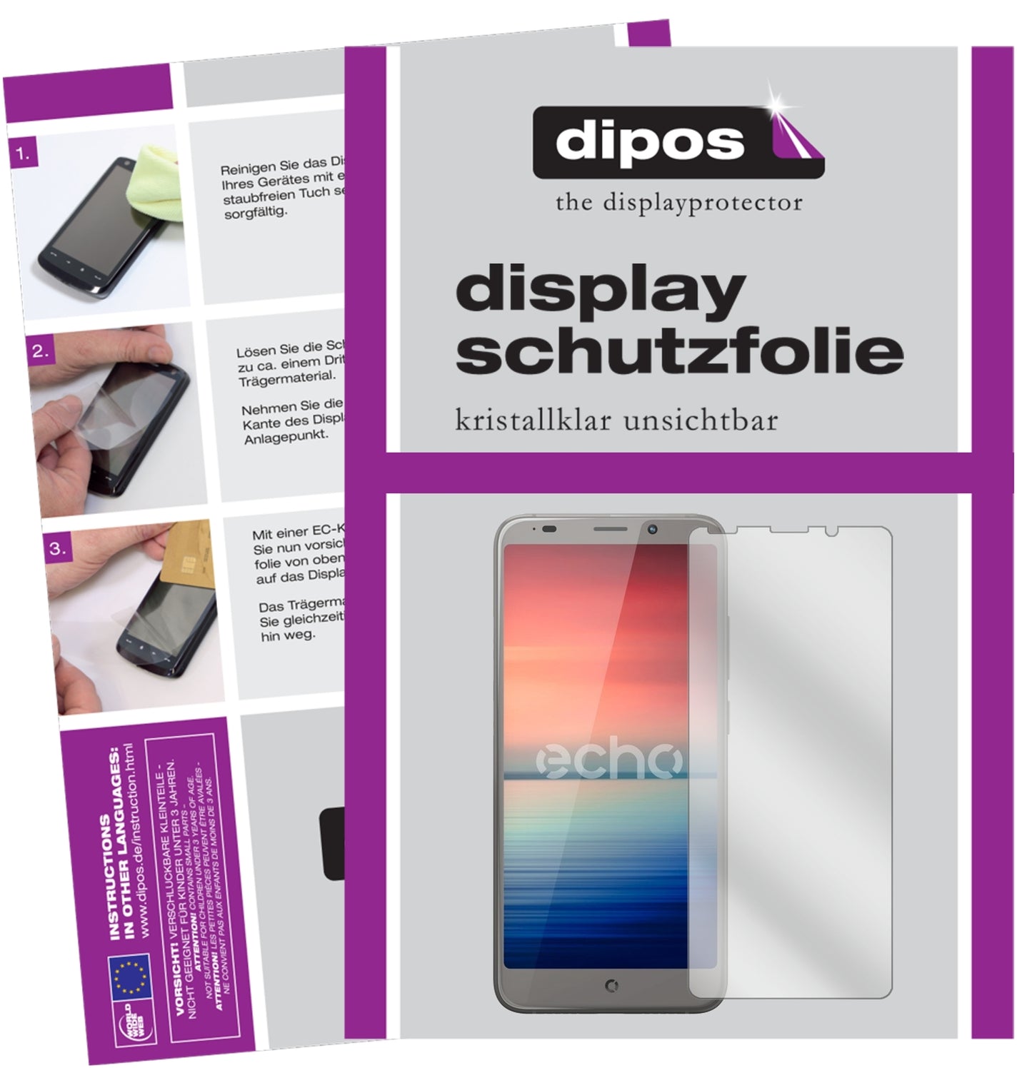 Klare Displayschutzfolie von dipos passend für Echo Horizon Lite, präziser Zuschnitt und blasenfrei montiert