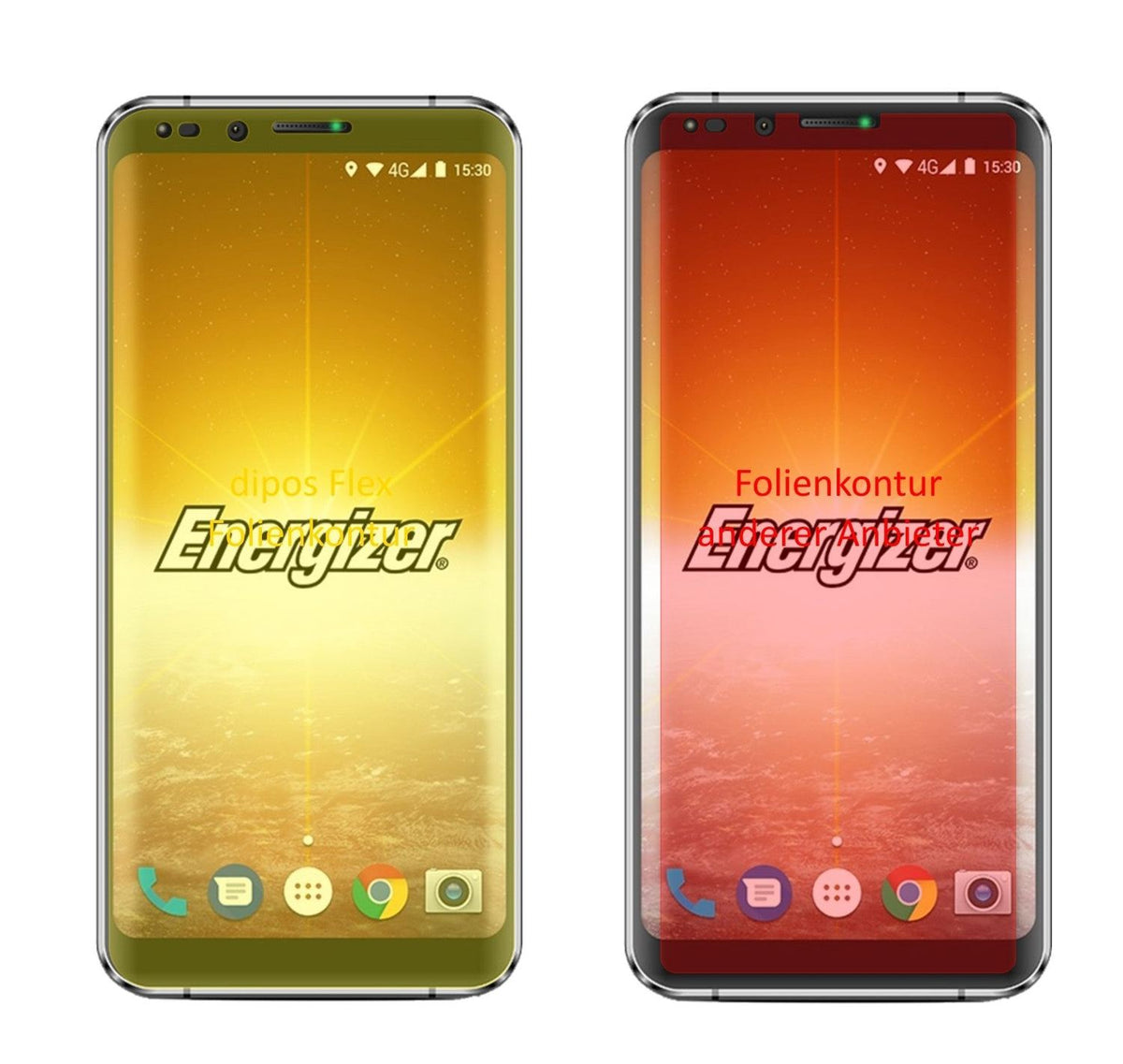 3x 3D Full Cover Schutzfolie für Energizer Powermax P600S