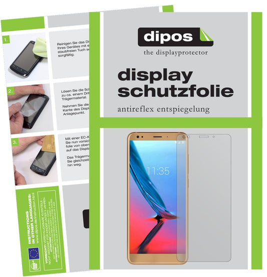 Matte Displayschutzfolie von dipos passend für ZTE Blade V9, präziser Zuschnitt und blasenfrei montiert