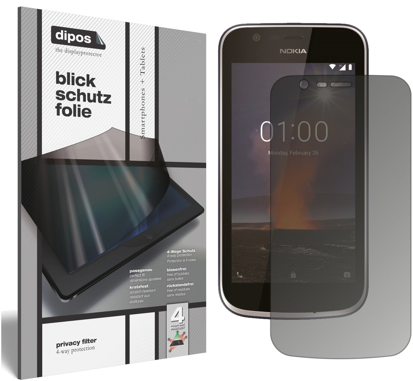 Blickschutzfolie für Nokia 1 matt Schutzfolie Privacy