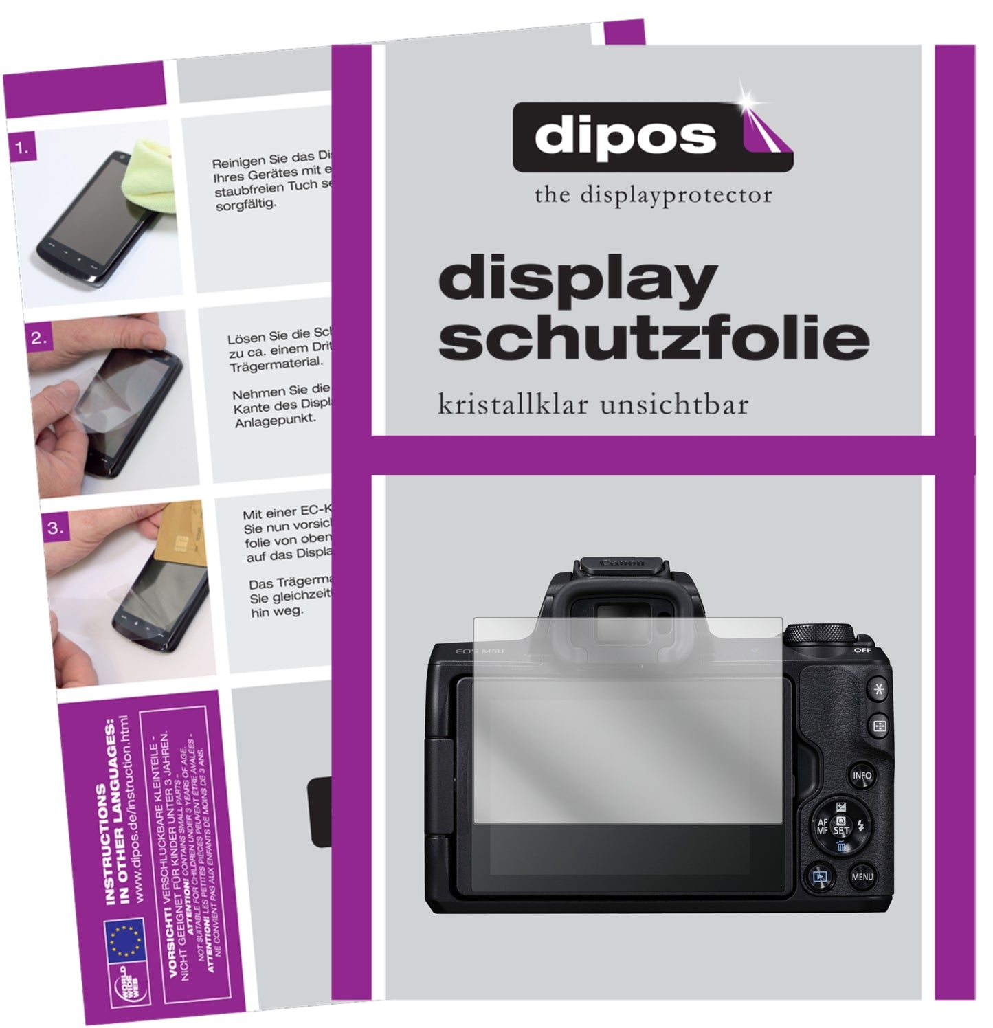 6x Schutzfolie klar für Canon EOS M50 Display-Schutzfolie