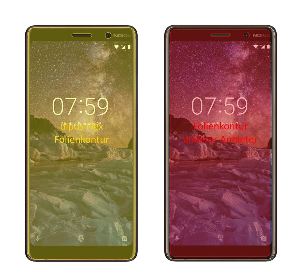 3x 3D Full Cover Schutzfolie für Nokia 7 Plus