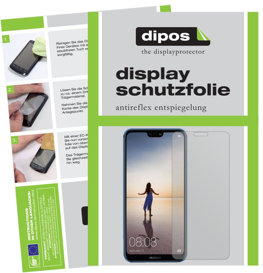 Matte Displayschutzfolie von dipos passend für Huawei P20 Lite, präziser Zuschnitt und blasenfrei montiert