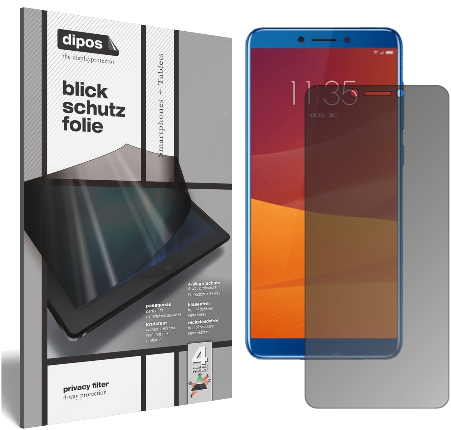 Blickschutzfolie für Lenovo K5 (2018) matt Schutzfolie Privacy