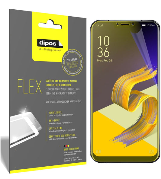 Klare Displayschutzfolie von dipos passend für Asus Zenfone 5Z ZS620KL, 100% Displayabdeckung und blasenfreie Montage
