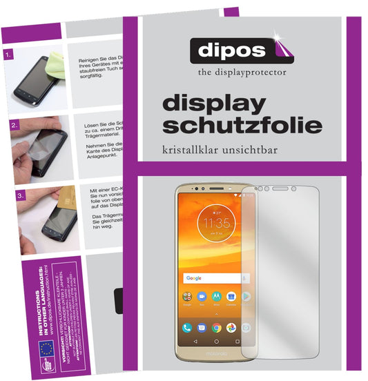 Klare Displayschutzfolie von dipos passend für Motorola Moto E5 Plus, präziser Zuschnitt und blasenfrei montiert