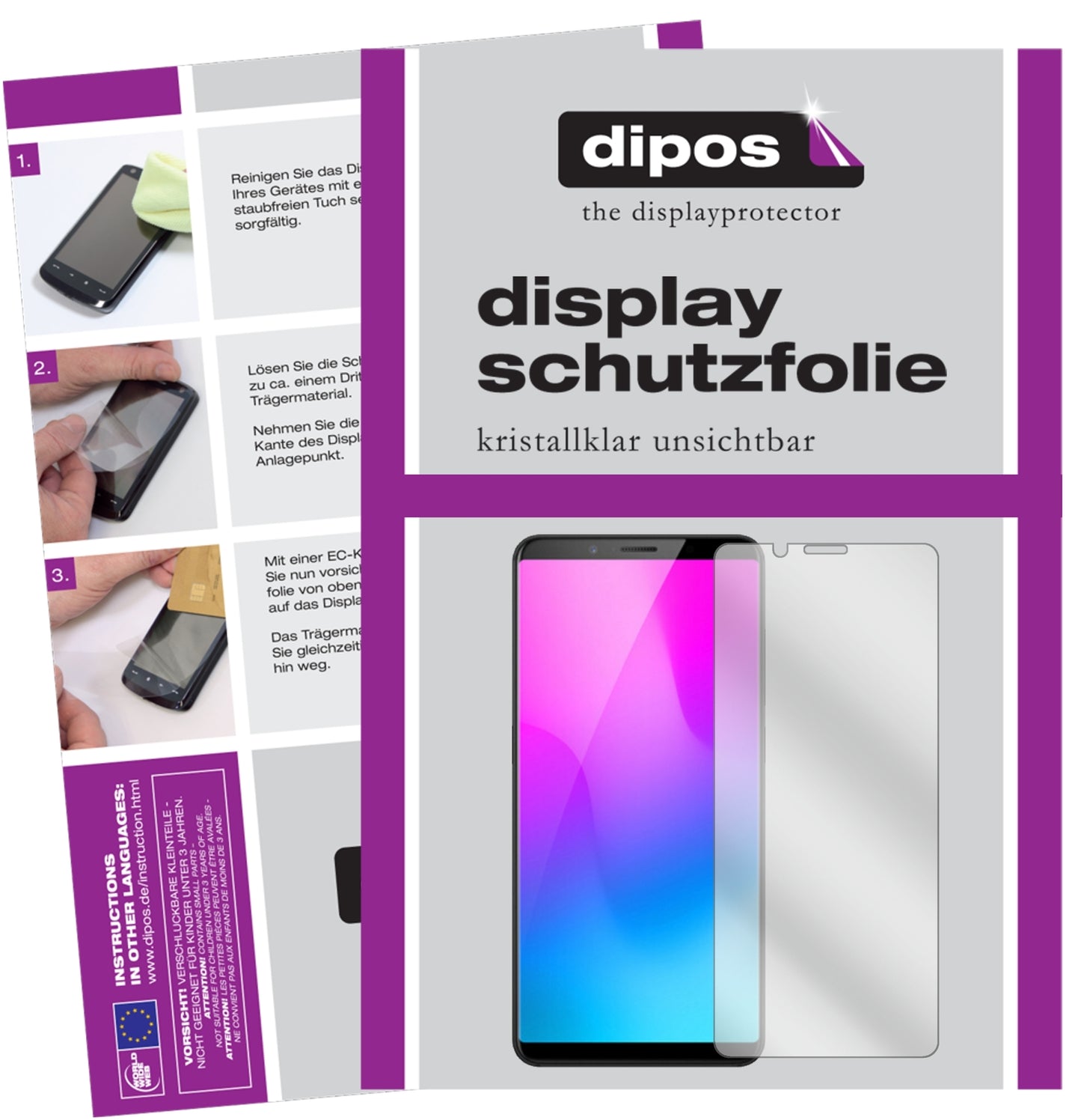 Klare Displayschutzfolie von dipos passend für Nubia Z18 Mini, präziser Zuschnitt und blasenfrei montiert