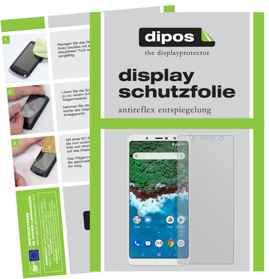 Matte Displayschutzfolie von dipos passend für BQ Aquaris X2 Pro, präziser Zuschnitt und blasenfrei montiert