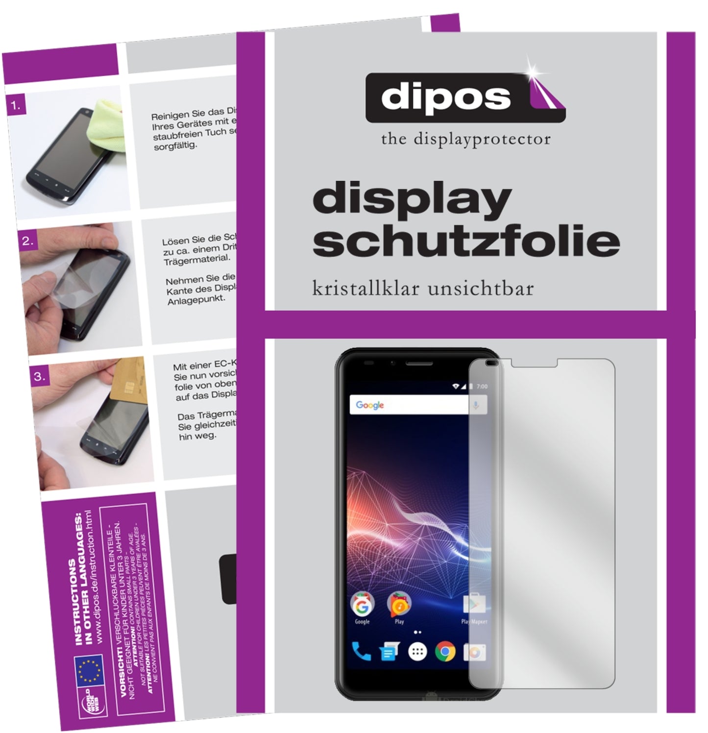 Klare Displayschutzfolie von dipos passend für Vertex Impress Click 3G 2018, präziser Zuschnitt und blasenfrei montiert