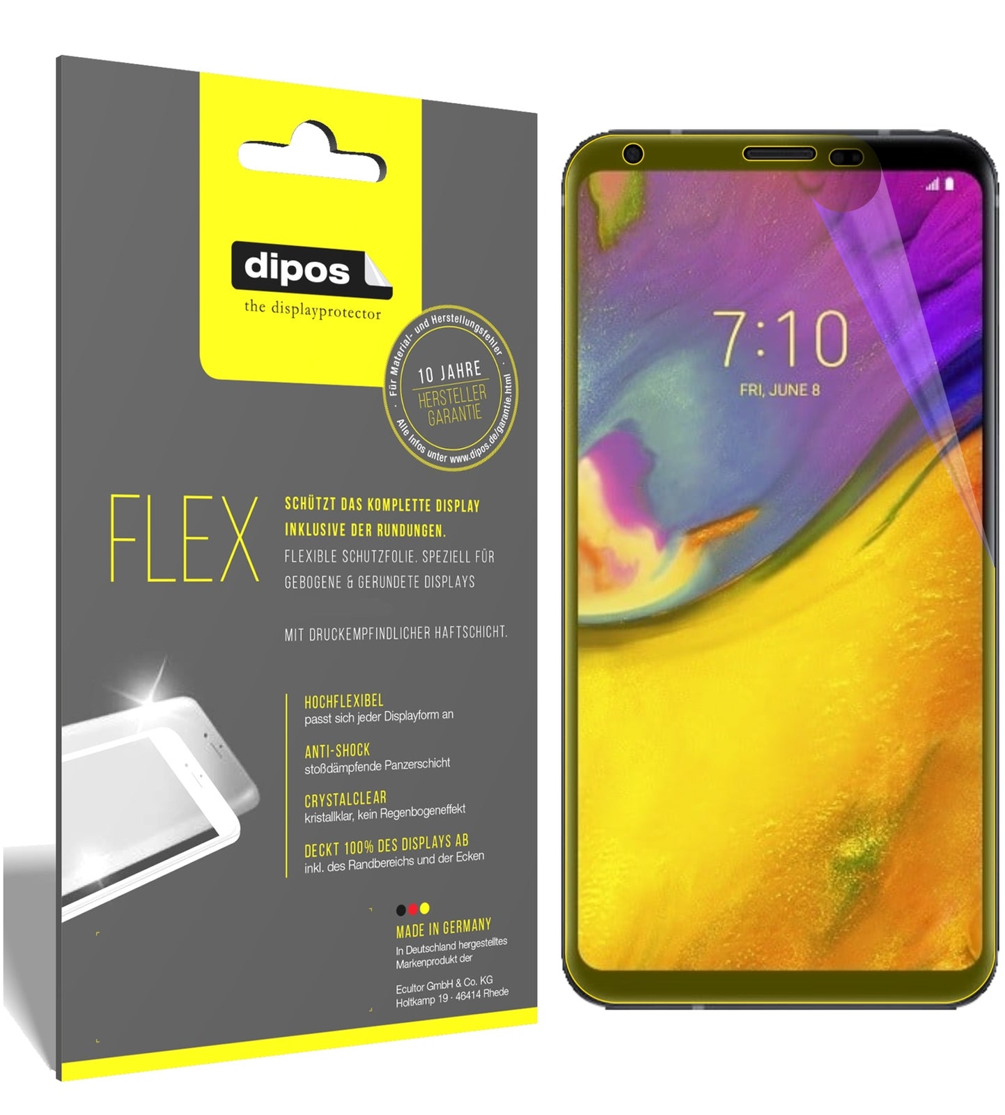 3x 3D Full Cover Schutzfolie für LG V35 ThinQ