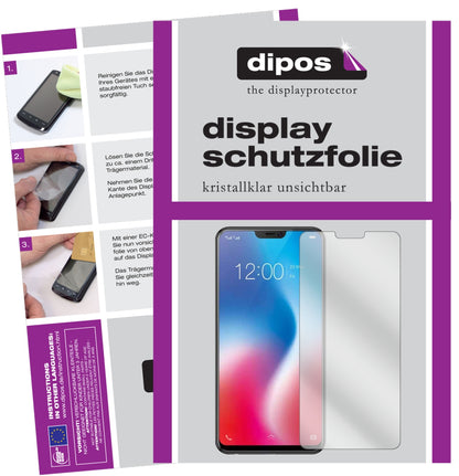 Klare Displayschutzfolie von dipos passend für Vivo V9 6GB, präziser Zuschnitt und blasenfrei montiert