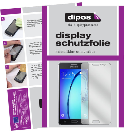 Klare Displayschutzfolie von dipos passend für Samsung Galaxy On6, präziser Zuschnitt und blasenfrei montiert