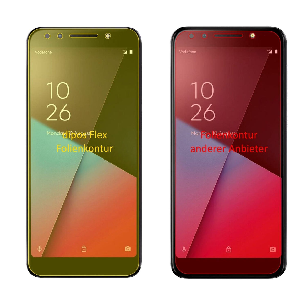 3x 3D Full Cover Schutzfolie für Vodafone Smart N9 Lite