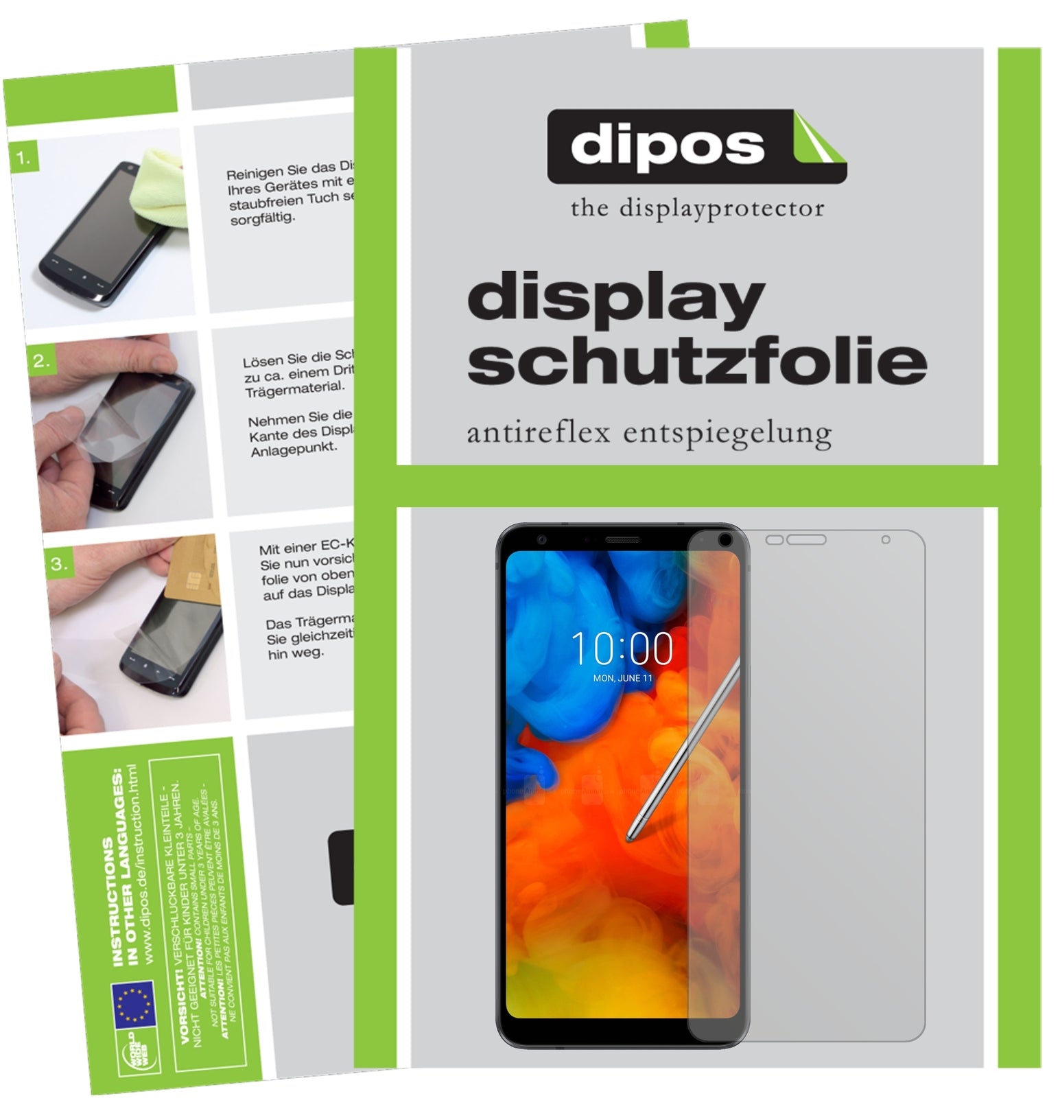Matte Displayschutzfolie von dipos passend für LG Q8 (2018), präziser Zuschnitt und blasenfrei montiert