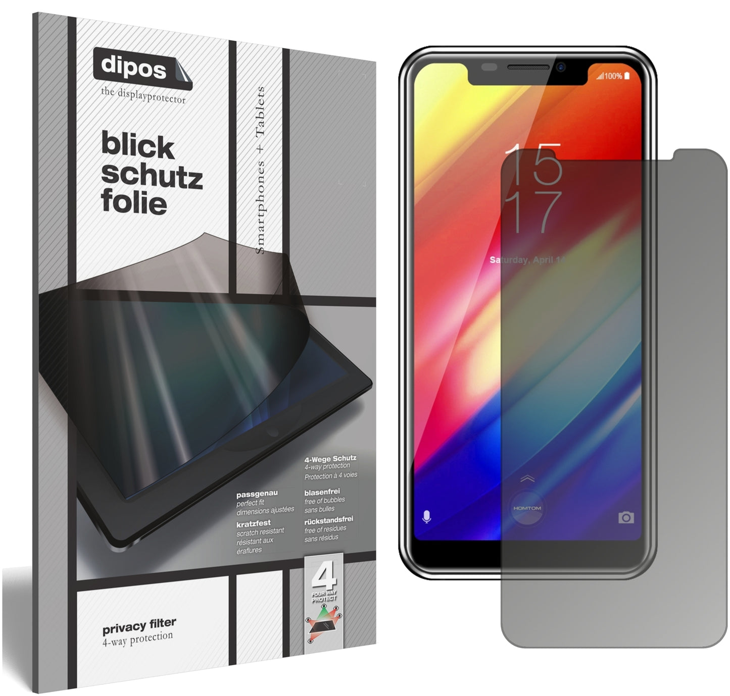Blickschutzfolie für HomTom H10 matt Schutzfolie Privacy