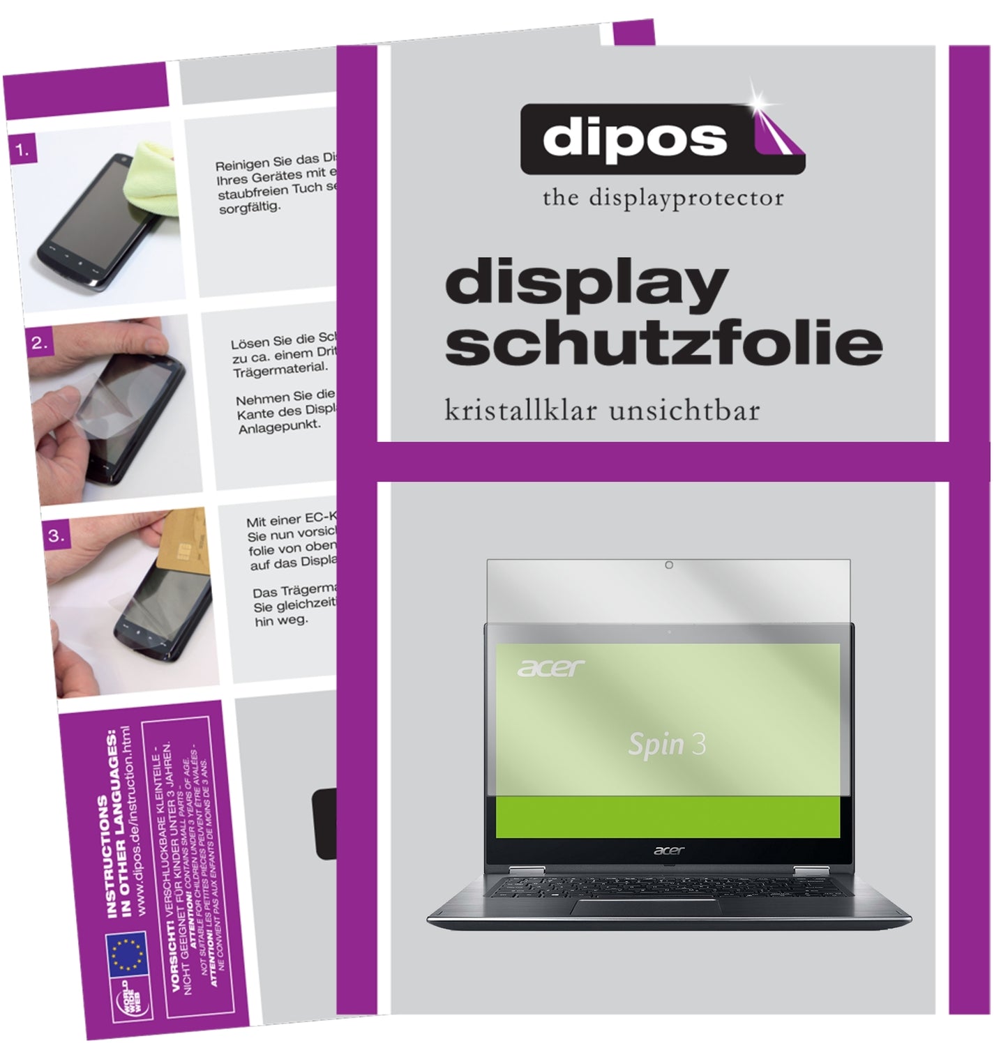 2x Schutzfolie klar für Acer Spin 3 SP314-51-548L Display-Schutzfolie