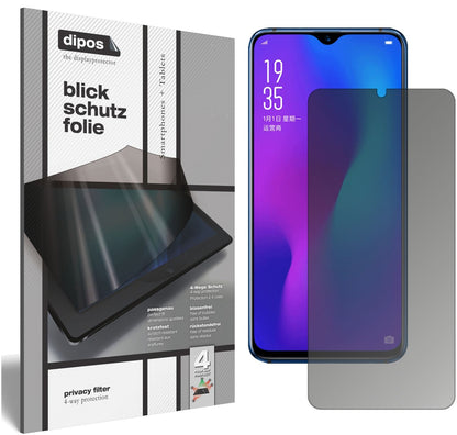 Blickschutzfolie von dipos passend für Oppo R17 Pro, präziser Zuschnitt und blasenfrei montiert