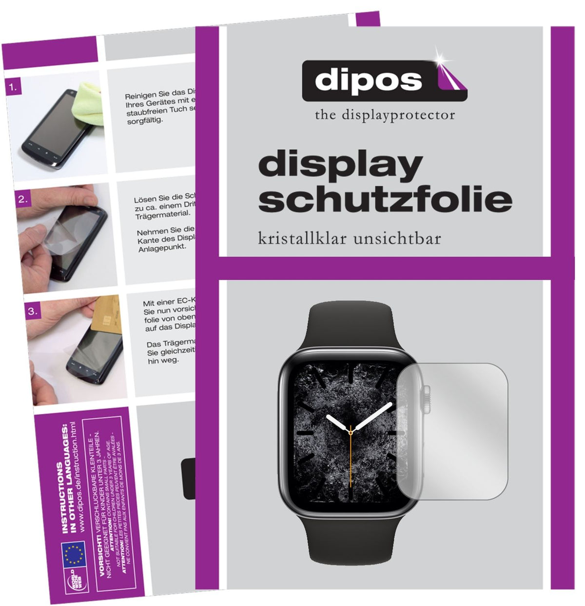 6x Schutzfolie klar für Apple Watch Series 4 44mm Display-Schutzfolie