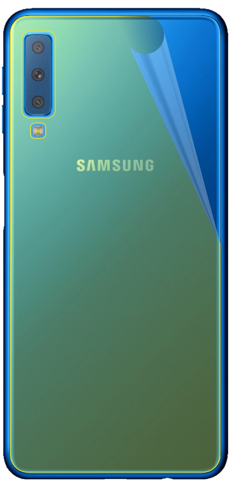 3x 3D Full Cover Schutzfolie für Samsung Galaxy A7 (2018) Rückseite