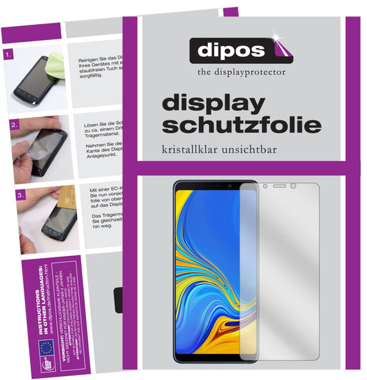 Klare Displayschutzfolie von dipos passend für Samsung Galaxy A9 (2018), präziser Zuschnitt und blasenfrei montiert