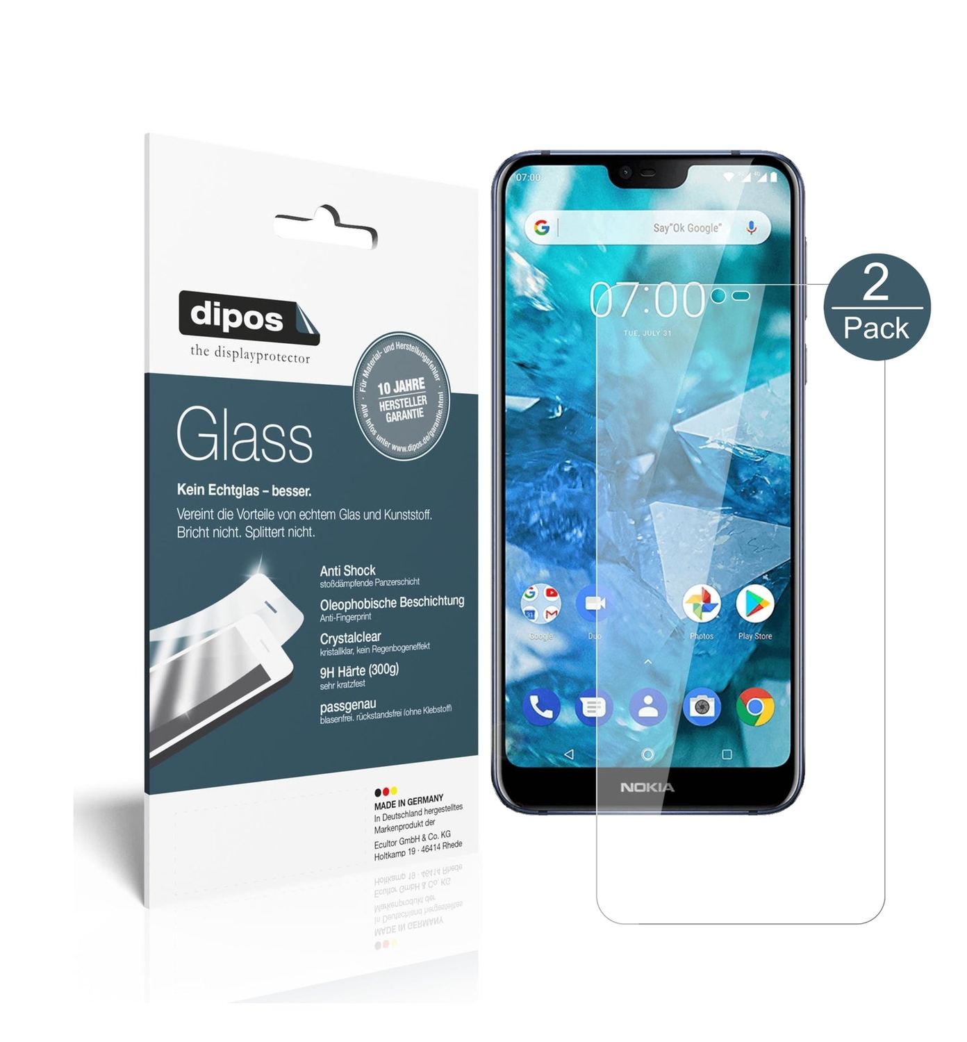 Klare Displayschutzfolie von dipos passend für Nokia 46029, 9H kratzfest und blasenfrei montiert