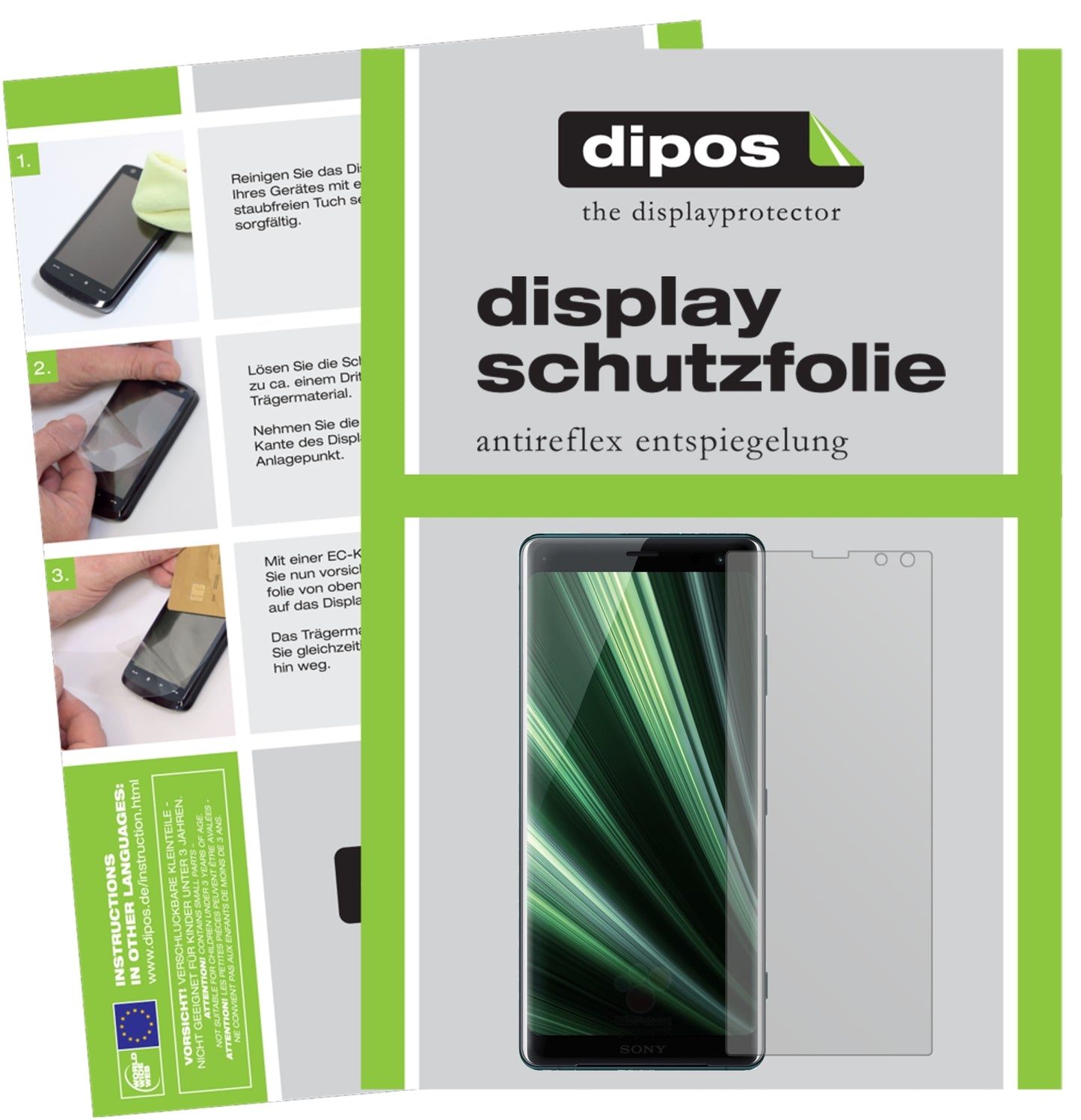 Matte Displayschutzfolie von dipos passend für Sony Xperia XZ3, präziser Zuschnitt und blasenfrei montiert