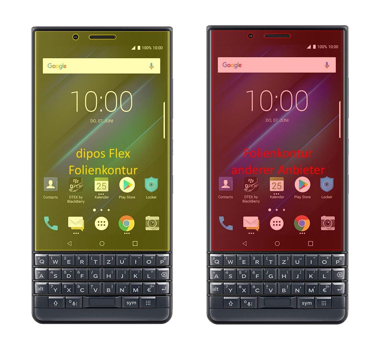 3x 3D Full Cover Schutzfolie für Blackberry Key 2 LE