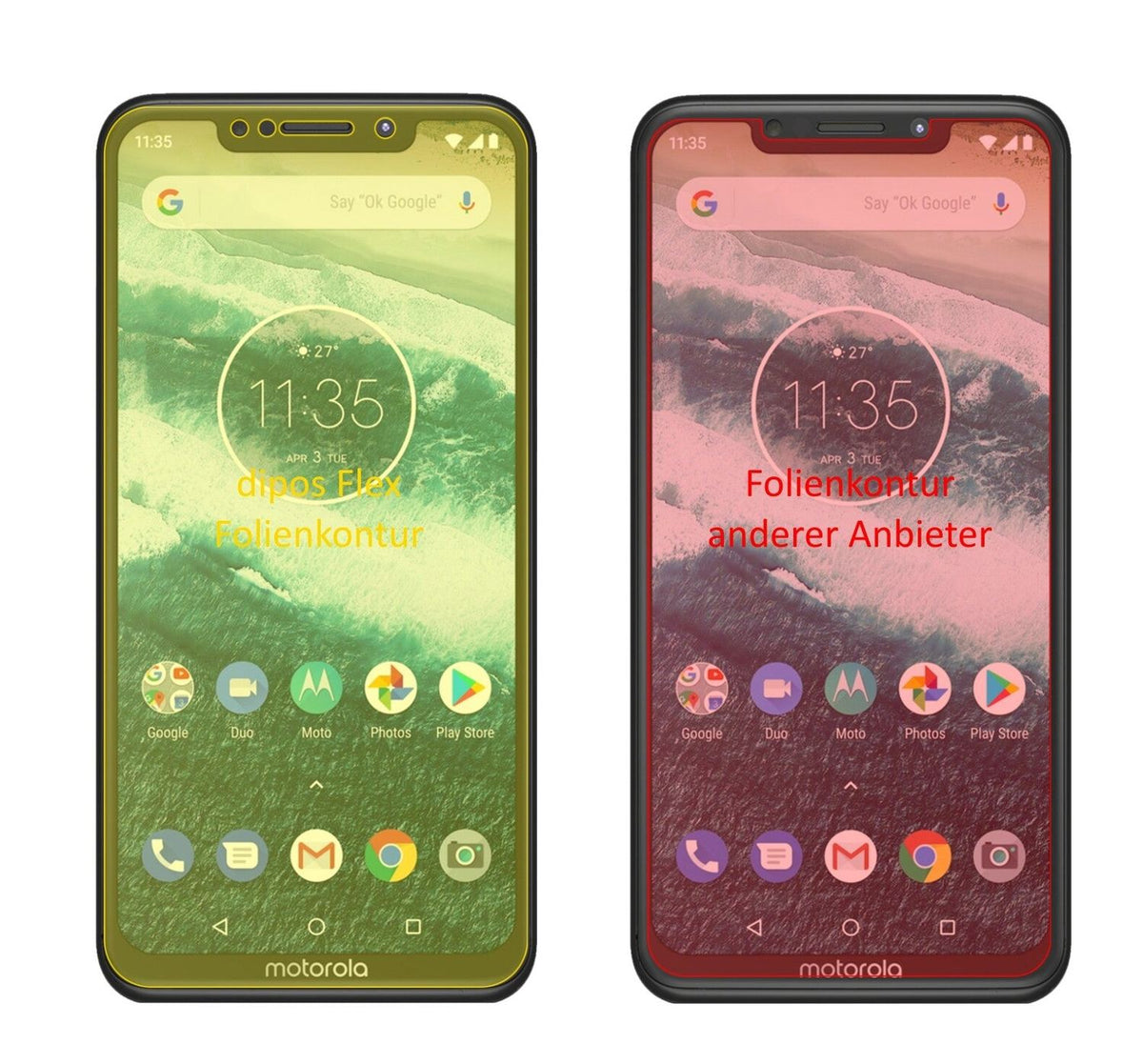 3x 3D Full Cover Schutzfolie für Motorola One Power